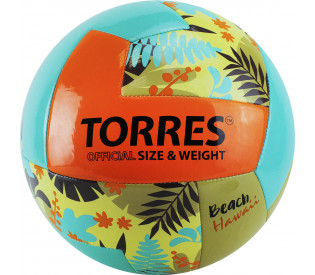 Мяч волейбольный пляжный "TORRES Hawaii" р.5, бирюзово-оранжево-бежевый